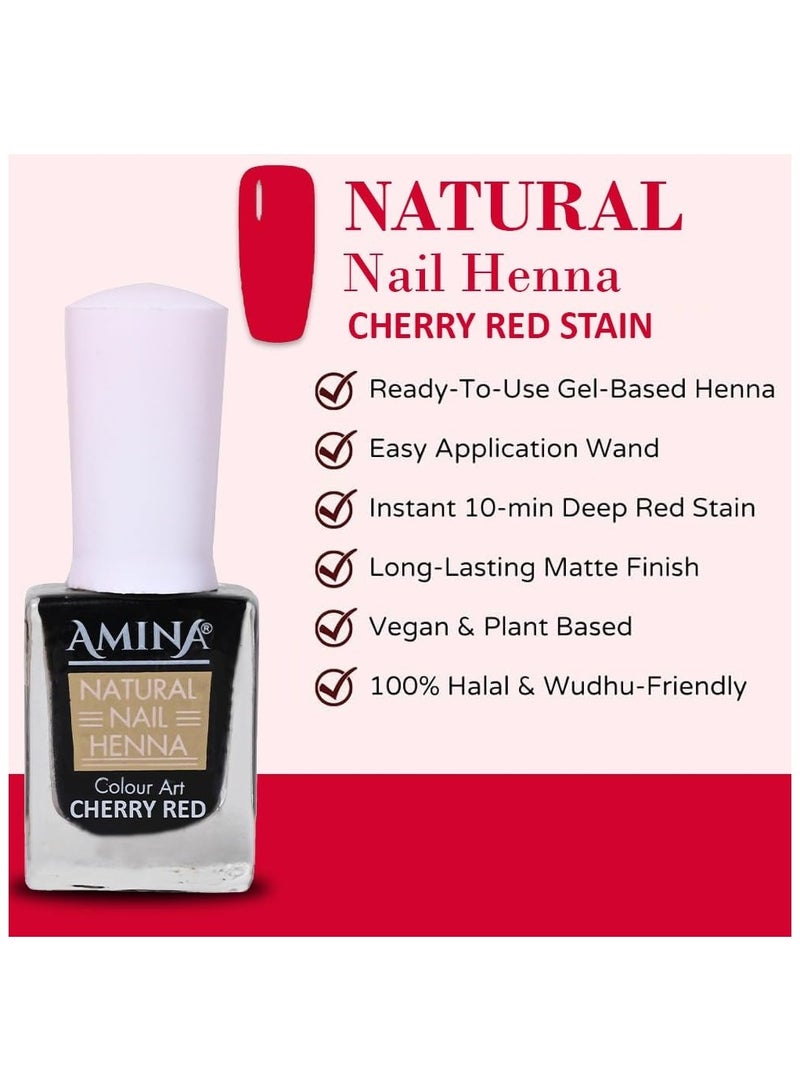 Amina Instant Nail Henna Polish Mehendi Bottle | Vegan & Halal Nail Polish For Women & Girls | Without Chemicals | Long Lasting | Ready To Use Cherry Red Colour Stain | Pack of 2 - Image 4