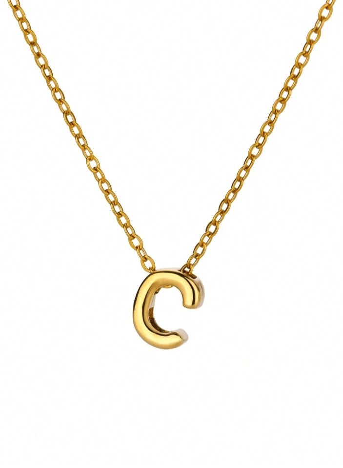 إيكوال سلسال نسائي أنيق مصنوع من الاستانلس ستيل مطلي باللون الذهبي بتصميم حرف