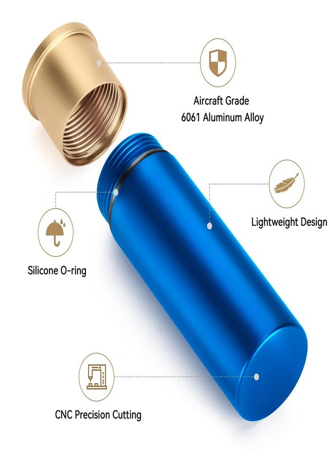 Aufew Tactical Mini Pill Case, Durable Metal Small Pill Holder for Pocket or Purse, Waterproof Medicine Bottle for Travel, EDC, Outdoors - Blue - Image 2