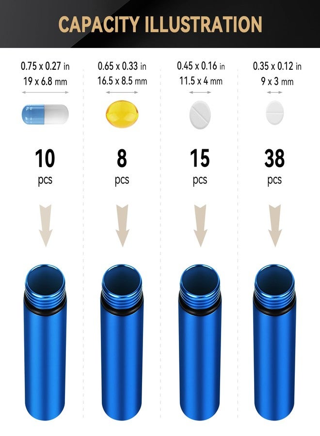Aufew Tactical Mini Pill Case, Durable Metal Small Pill Holder for Pocket or Purse, Waterproof Medicine Bottle for Travel, EDC, Outdoors - Blue - Image 4