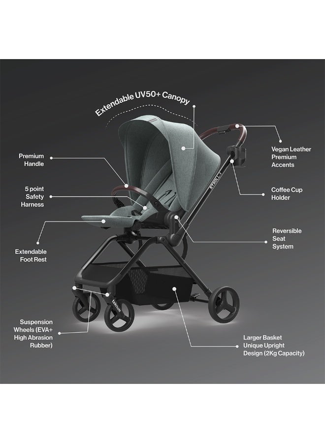 TEKNUM STROLL-1 Travel System w/Reversible Stroller and Baby Car Seat - Olive Green - Image 3
