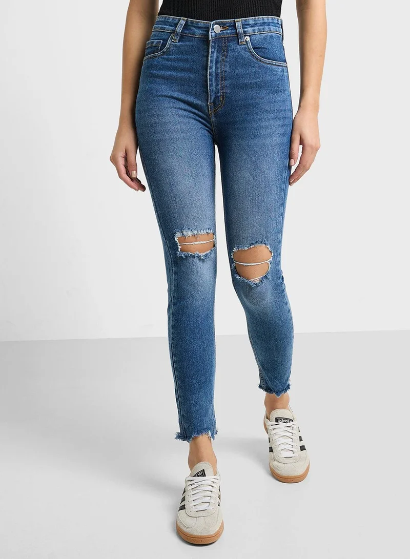 Skinny Fit Distressed Jeans