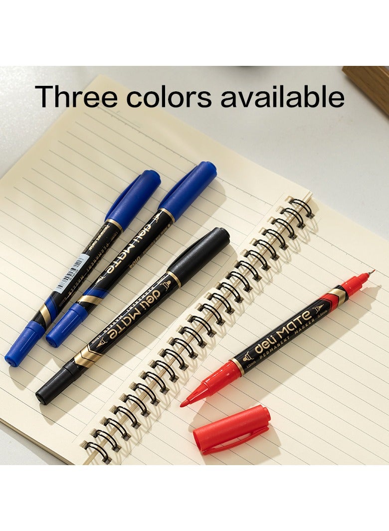 Deli EU201-MT Dual Tip Permanent Marker 0.5/1.0mm ASST. 3pcs/box â€“ ideal for labeling & crafts - Image 3