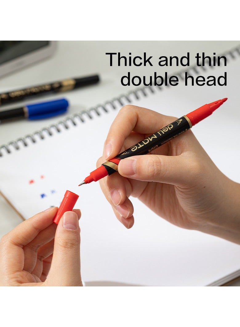 Deli EU201-MT Dual Tip Permanent Marker 0.5/1.0mm ASST. 3pcs/box â€“ ideal for labeling & crafts - Image 5
