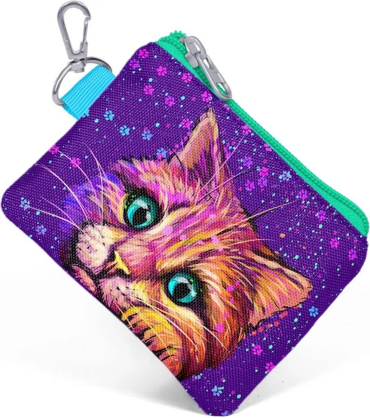 CORAL HIGH Kids Purple Pink Cat Patterned Coin Purse 21832