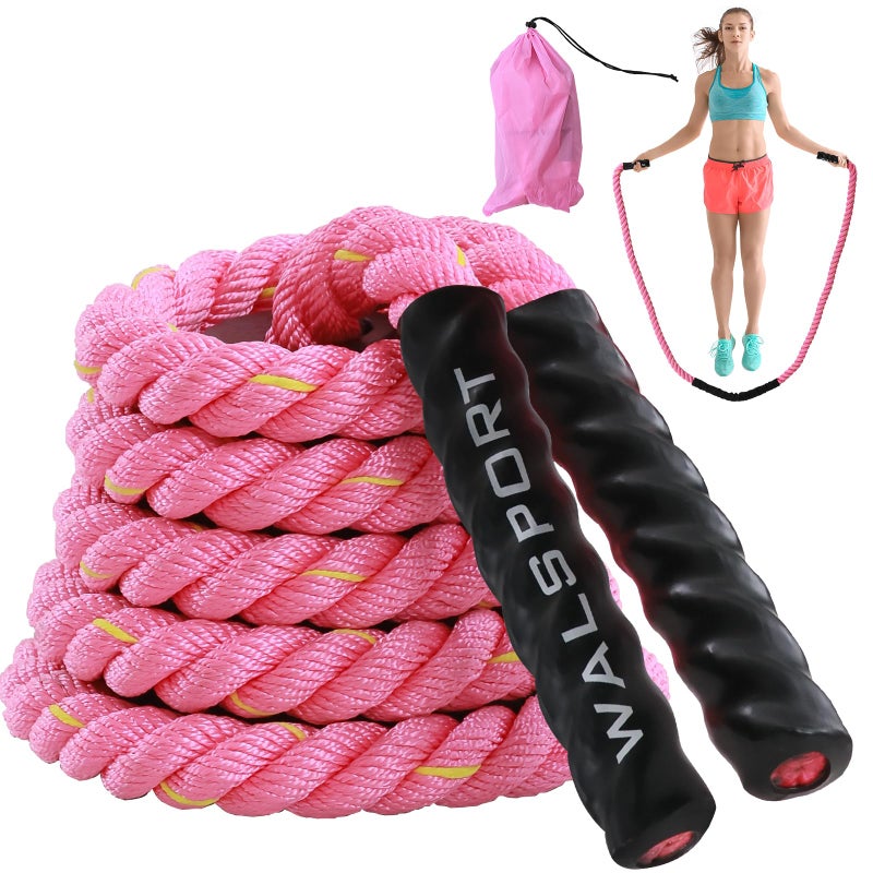 walsport Weighted Jump Rope for Fitness â€“ Heavy Skipping Rope for Women & Adults, Ideal for Home Gym Workouts, Strength Training, Weight Loss, and Boxing (Pink 1.5 lb) - Image 1