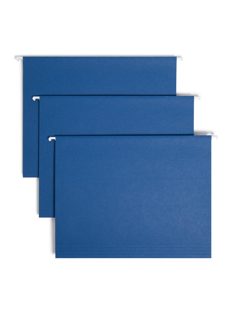 Smead Colored Hanging File Folder with Tab, 1/5-Cut Adjustable Tab, Letter Size, Navy Blue, 25 per Box (64057) - Image 1