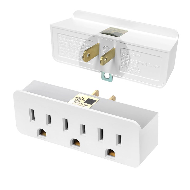 TENINYU Grounded Adapter 3-Prong to 2-Prong Triple Outlet Converter - UL Listed 3 Pin to 2 Pin Polarized Plug Extender Power Strip, Wall Plug Splitter with 3 AC Outlets for Household Appliances (1) - Image 1
