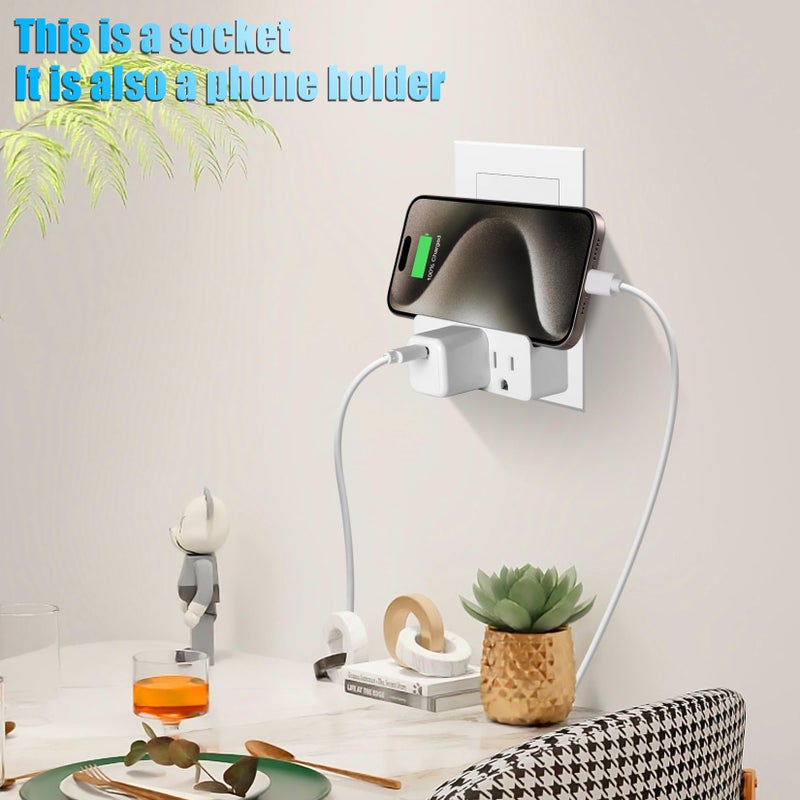 TENINYU Grounded Adapter 3-Prong to 2-Prong Triple Outlet Converter - UL Listed 3 Pin to 2 Pin Polarized Plug Extender Power Strip, Wall Plug Splitter with 3 AC Outlets for Household Appliances (1) - Image 2