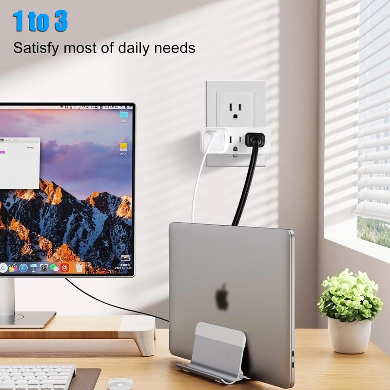 TENINYU Grounded Adapter 3-Prong to 2-Prong Triple Outlet Converter - UL Listed 3 Pin to 2 Pin Polarized Plug Extender Power Strip, Wall Plug Splitter with 3 AC Outlets for Household Appliances (1) - Image 4