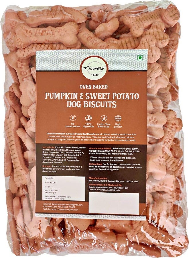 Chewers Pumpkin & Sweet Potato Dog Biscuits, 1 Kg (Pack of 4)