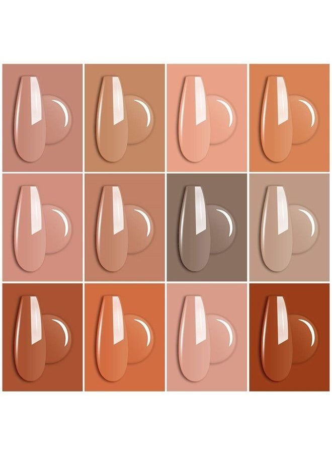 AIMEILI Soak Off U V LED Nude Brown Gel Nail Polish Color, Nudes Neutral Color Gel Kit for Halloween Nail Art Gifts for Women Mother Gift Set Of 12pcs X 8ml - Kit Set 1  - Image 2
