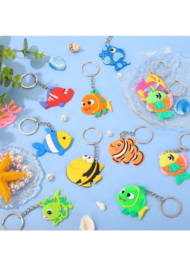 Zikra 12-Pack Colorful Tropical Fish Keychains - Fun Ocean Creature Key Rings, Perfect for Underwater Theme Parties, Birthday Gifts, School Rewards, and Animal-Themed Baby Showers. - Image 3