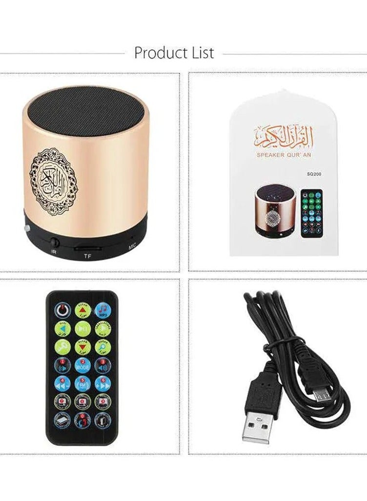 SQ200 Remote Control Bluetooth Quran Speaker,Portable Bluetooth Quran Speaker MP3 Player 8GB TF FM Quran Translator USB Rechargeable Speaker Makkah hajj Gifts -Glod - Image 2