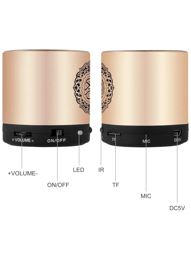 SQ200 Remote Control Bluetooth Quran Speaker,Portable Bluetooth Quran Speaker MP3 Player 8GB TF FM Quran Translator USB Rechargeable Speaker Makkah hajj Gifts -Glod - Image 3