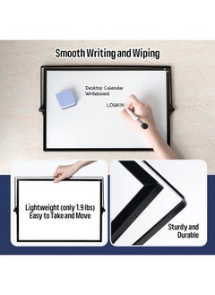 Loukin 17"X12" Dry Erase Calendar,Magnetic Desktop Whiteboard With Stand, Reusable Whiteboard Planner Schedule For Desk, Office, Classroom, 6 Markers & 4 Magnets& 1 Eraser Included  - Image 3