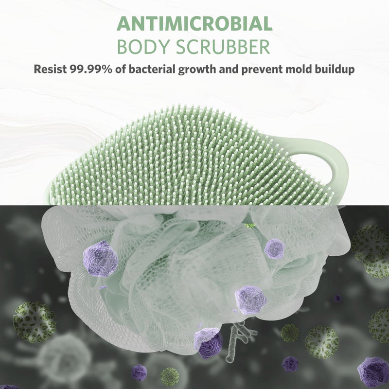 Sndyi Silicone Body Scrubber, Gentle Exfoliating Body Scrubber for Sensitive Skin, Leaf Shaped Shower Scrubber for Body with Lathering Bristles, Silicone Loofah Body Brush for Showering, Green - Image 3