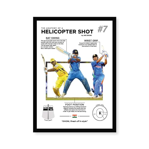 CodersParadise Wood Dhoni Wall Poster Frames | 8X12 Inch (A4 Size) | Hanging Wall Artwork Frames For Home Bedroom, Living Room And Walls Aesthetics - Image 1