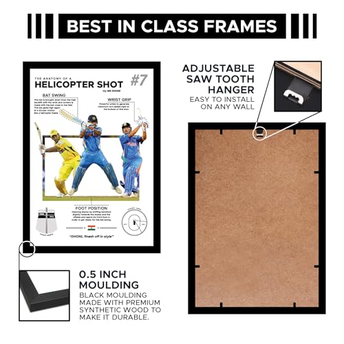 CodersParadise Wood Dhoni Wall Poster Frames | 8X12 Inch (A4 Size) | Hanging Wall Artwork Frames For Home Bedroom, Living Room And Walls Aesthetics - Image 5