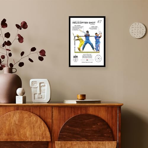 CodersParadise Wood Dhoni Wall Poster Frames | 8X12 Inch (A4 Size) | Hanging Wall Artwork Frames For Home Bedroom, Living Room And Walls Aesthetics - Image 3