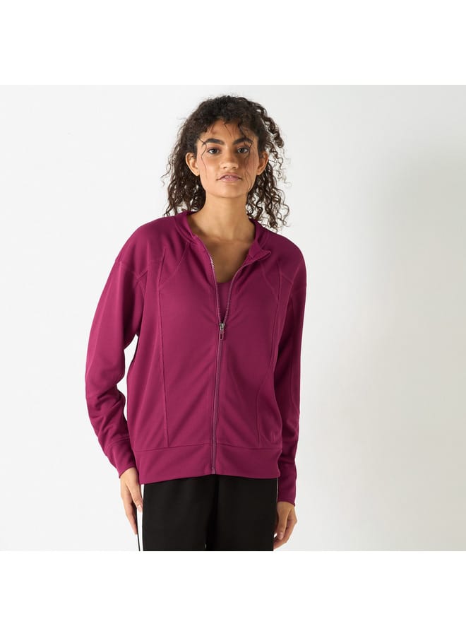 Kappa Kappa Ribbed Zip Through Jacket with Long Sleeves - Image 1