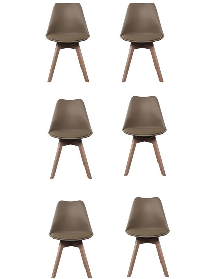 Taimi Pack Of 6 Nordic Style Office Chair Ergonomic Comfortable Desk Chair with Padded Seat Dining Room Living Room Computer Chair brown  - Image 1