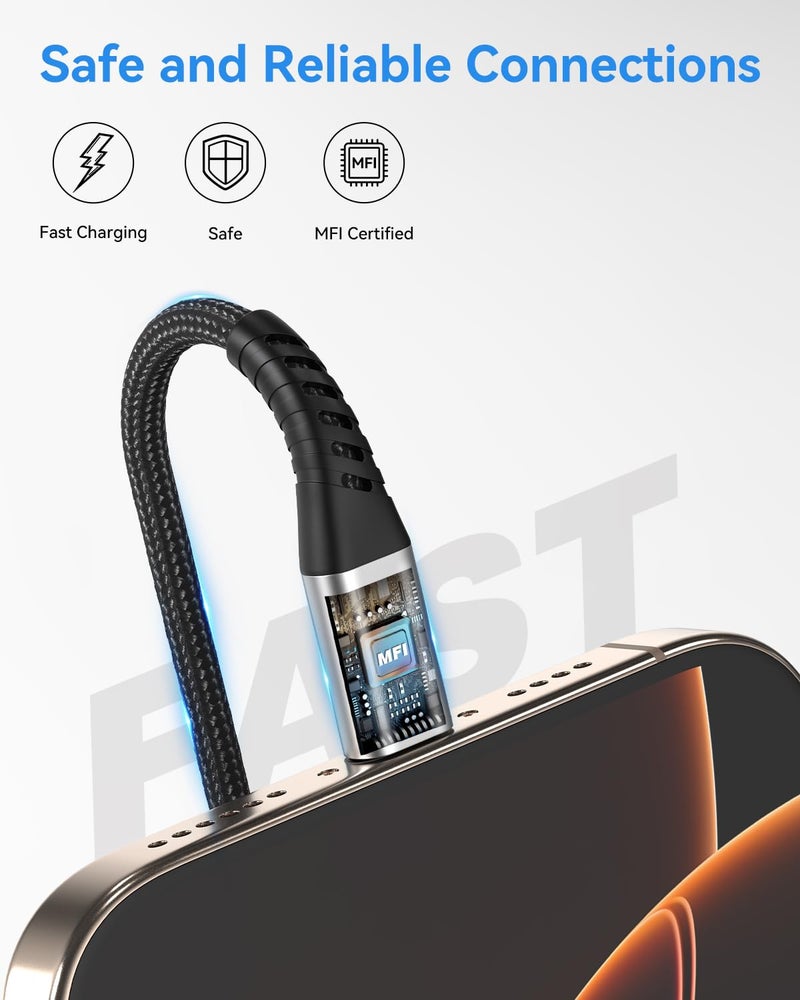 Umefly 1ft Short iPhone Charger Cord, 2Pack USB to Lightning Cable for Car, 1 ft iPhone Charging Cable for iPhone 14 13 12 11 Pro Max XR XS X 8 7 6 Plus SE, Charging Stations - Image 2