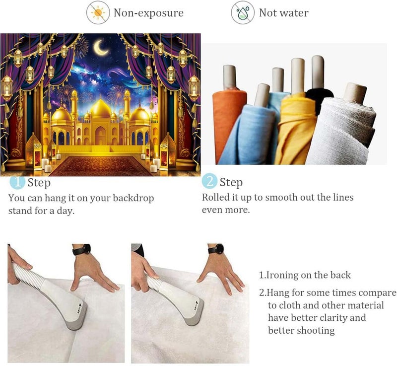 بيوتين لافتة خلفية زينة رمضان مبارك، خلفية عيد الفطر المبارك لحفلة رمضان الكريم، لافتة عيد مبارك لخلفية التصوير الفوتوغرافي في المنزل للمسلمين، مقاس 82 × 59 بوصة - Image 5