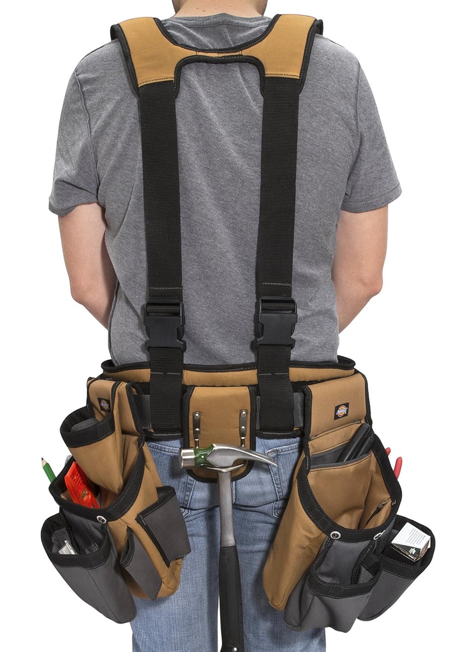 Dickies Dickies 4Piece Carpenters Rig Padded Tool Belt Suspenders Cooling Mesh Tool Belt Steel Buckle GreyTan 38 lb  - Image 4