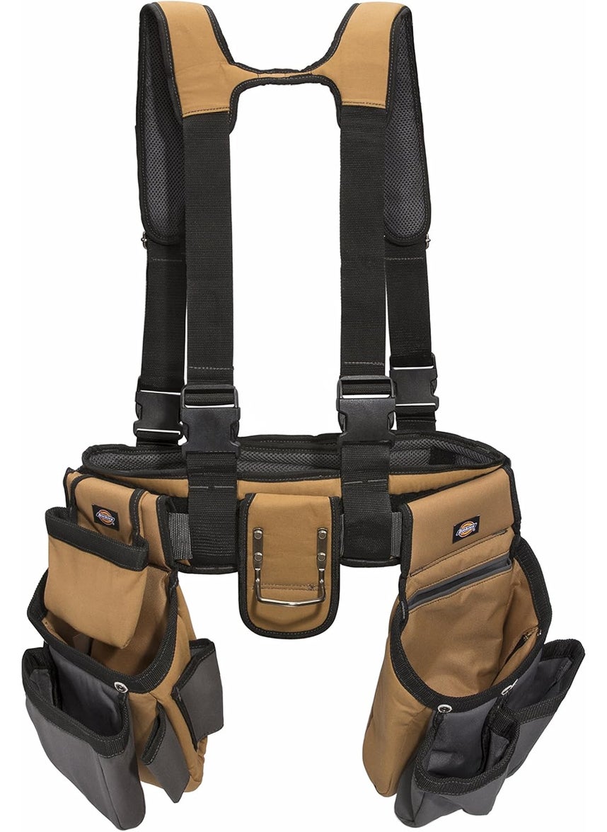 Dickies Dickies 4Piece Carpenters Rig Padded Tool Belt Suspenders Cooling Mesh Tool Belt Steel Buckle GreyTan 38 lb  - Image 1