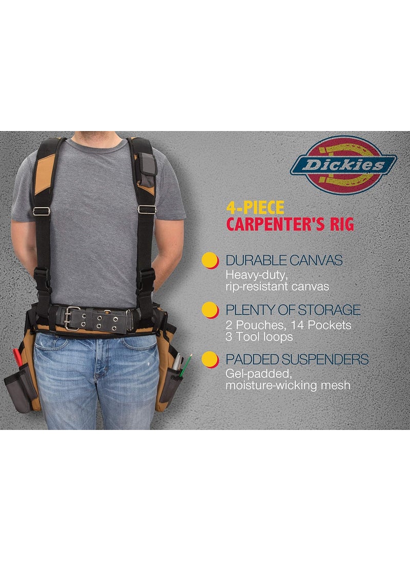 Dickies Dickies 4Piece Carpenters Rig Padded Tool Belt Suspenders Cooling Mesh Tool Belt Steel Buckle GreyTan 38 lb  - Image 5