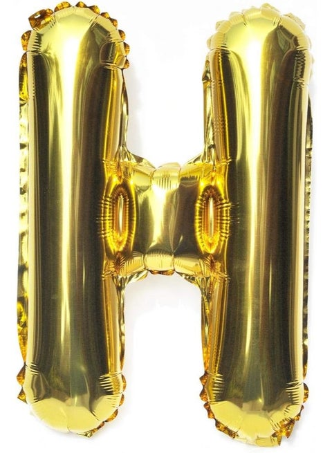 Generic 32 Inch Letter H Foil Balloon – Gold, 1 Pc | Self-Sealing & Reusable | Inflate with Helium or Air | Party & Photo Backdrop Décor