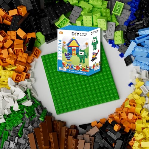 RWDTER 500 Piece Classic Building Bricks and 1 Green Baseplate Compatible with Lego and Other Major Brands Mixed Bricks Bulk Creative Building Toys Blocks Bulk for Kids Ages 6 Boys Color - Image 1
