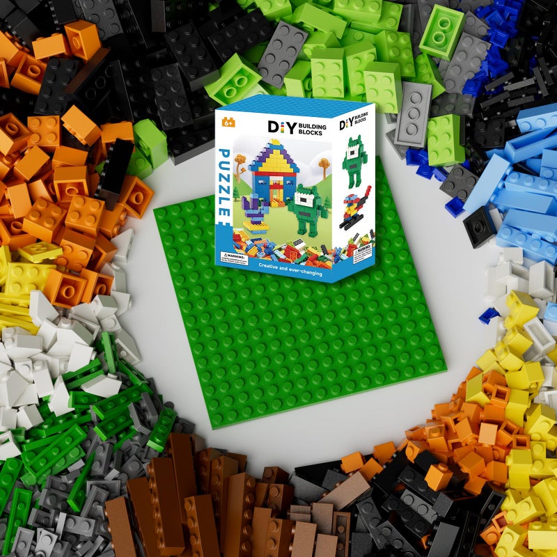 RWDTER 500 Piece Classic Building Bricks and 1 Green Baseplate Compatible with Lego and Other Major Brands Mixed Bricks Bulk Creative Building Toys Blocks Bulk for Kids Ages 6 Boys Color - Image 3