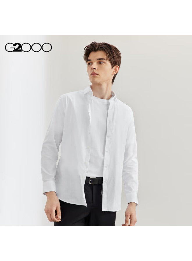 G2000 Mall Same Style Cotton Blend Skin-friendly Twill Long Sleeve Shirt 41121962g2 White 07 - Image 3