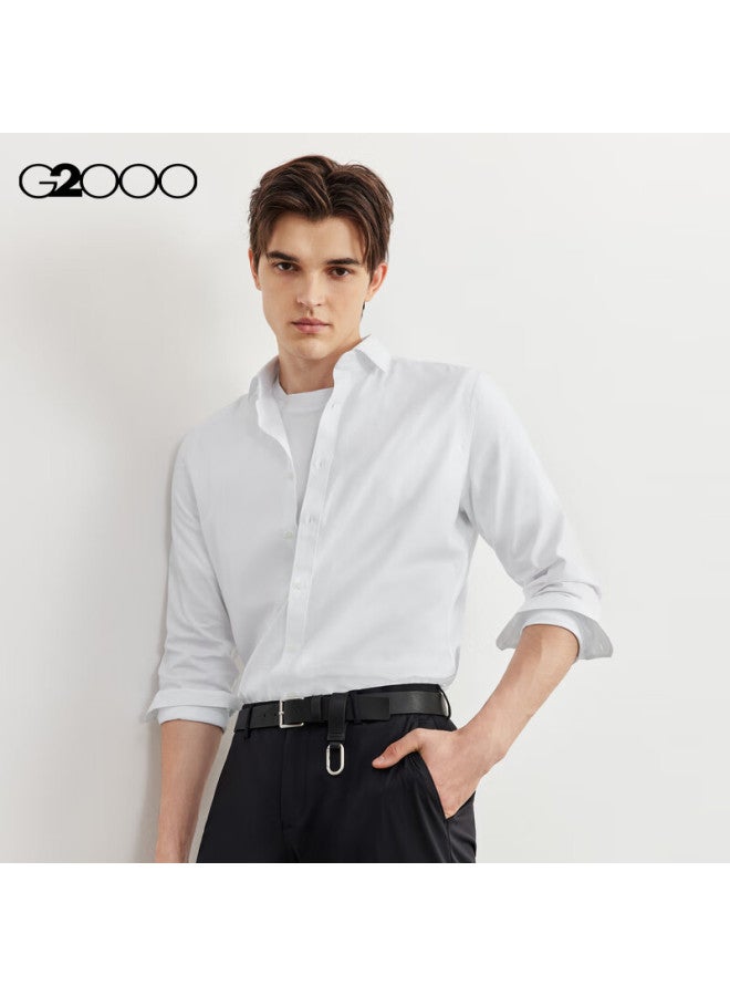 G2000 Mall Same Style Cotton Blend Skin-friendly Twill Long Sleeve Shirt 41121962g2 White 07 - Image 2
