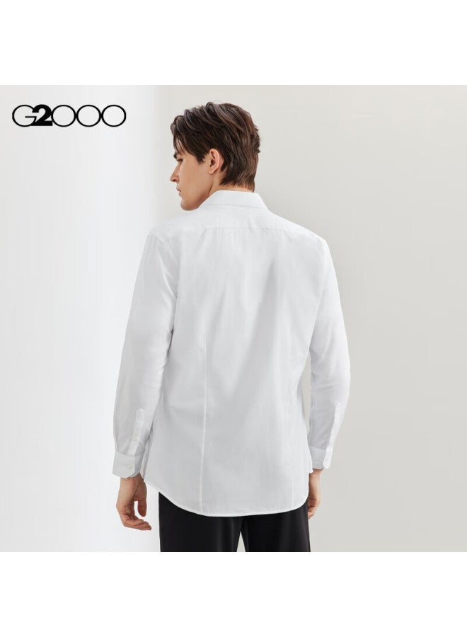 G2000 Mall Same Style Cotton Blend Skin-friendly Twill Long Sleeve Shirt 41121962g2 White 07 - Image 1