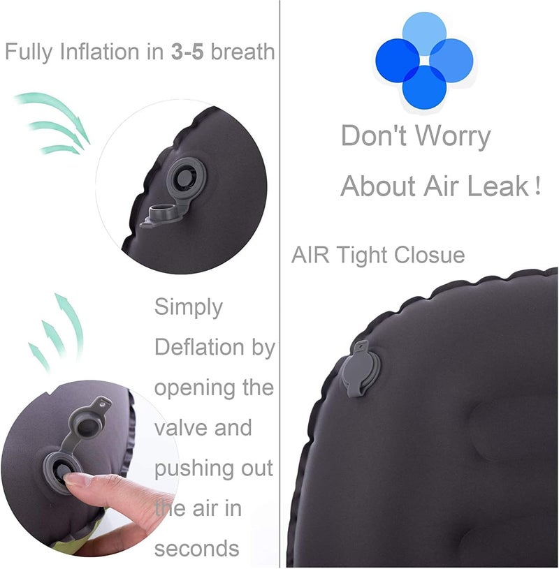 Womdee Ultralight Inflating Travel/Camping Pillows - Compressible, Compact, Inflatable, Comfortable, Ergonomic Pillow for Neck & Lumbar Support and a Good Night Sleep while Camp, Backpacking - Image 3