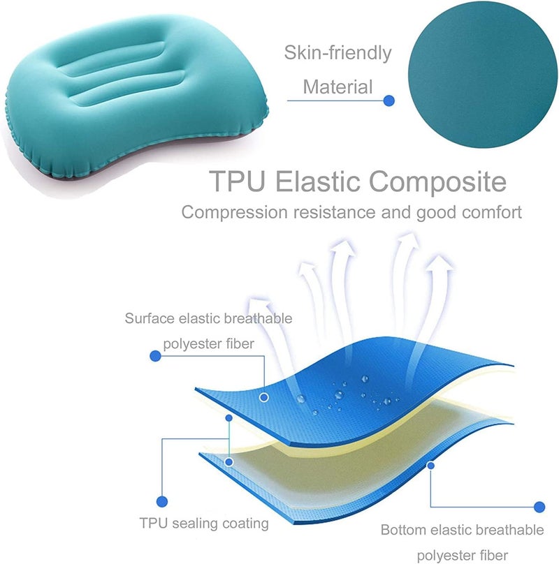 Womdee Ultralight Inflating Travel/Camping Pillows - Compressible, Compact, Inflatable, Comfortable, Ergonomic Pillow for Neck & Lumbar Support and a Good Night Sleep while Camp, Backpacking - Image 5