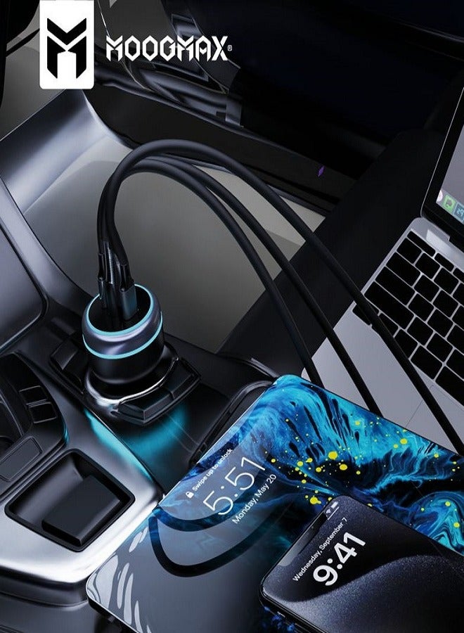 MOOGMAX 230W Car Charger, 3 Ports (2*Type-C + USB-A) Supports PD and QC3.0 Fast Charging Technologies, Compatible with Smartphones, Laptops and Several Other Devices. Charger Features Short Circuit and Overcharge Protection Circuit to Protect Your Devices - Image 2