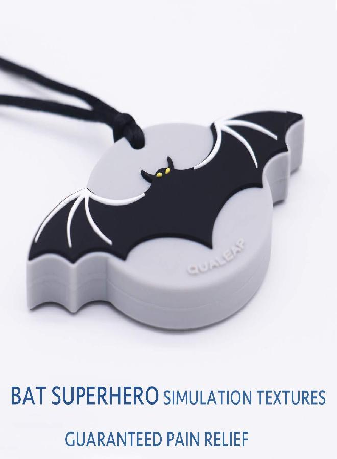 QUALEAP Bat-Man Chew Necklace for Kids, Boys or Girls - Sensory Oral Motor Aids Teether Toys for Autism, ADHD, Baby Nursing or Special Needs- Reduces Chewing Biting Fidgeting for Kids Adult Chewers - Image 2
