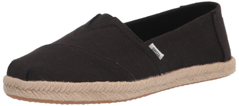 TOMS Women's Alpargata Rope Loafer Flat, Black, 9