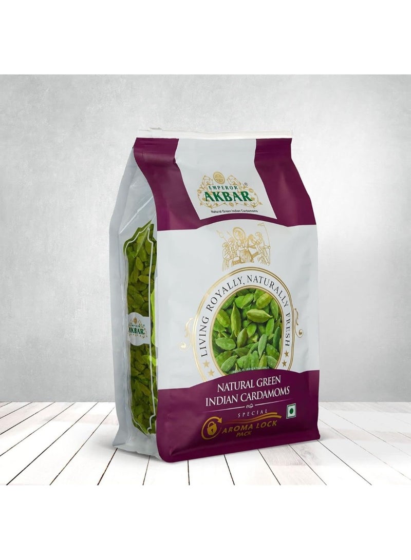 Akbar Natural Super Grade 8mm Indian Green Cardamom – Premium Elaichi Pods – Aroma Lock Fresh Pack – Ideal for Tea, Coffee & Cooking - Image 1