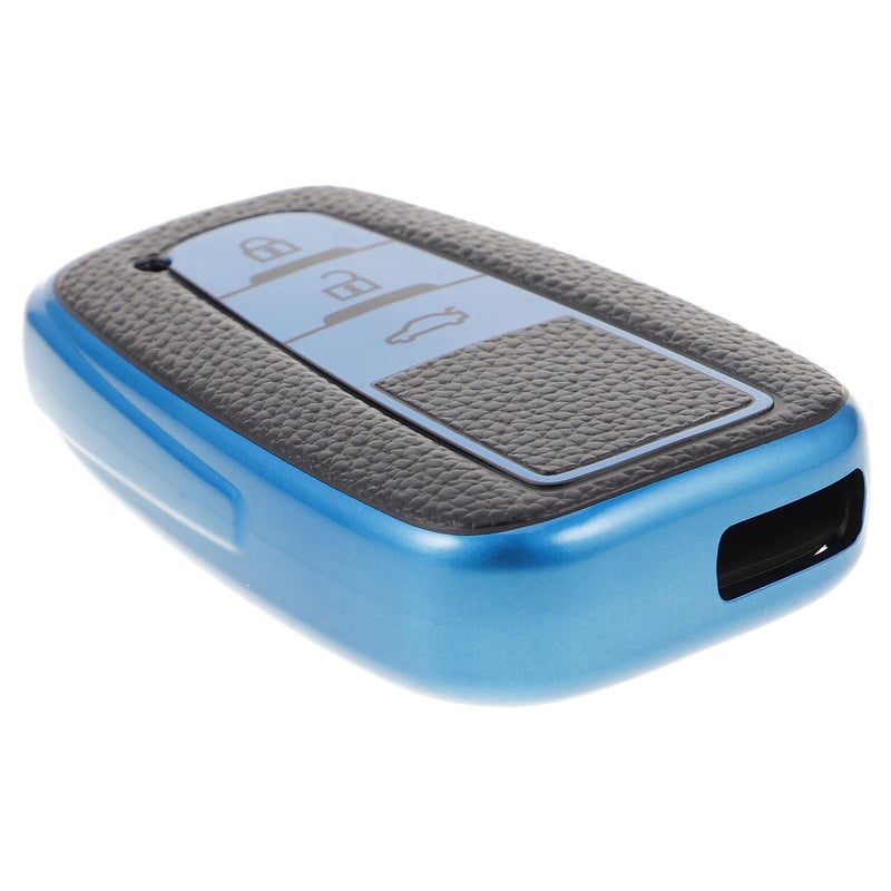 Blue Leather Texture 3 Button Car Key Cover Compatible with Toyota Key Fob Protector - Image 2