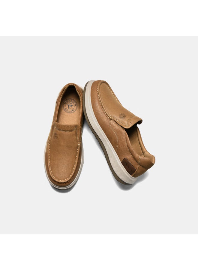Mellen Lightweight Soft Breathable Slip-on Casual Shoes Genuine Leather Loafers Mf767708 Light Brown 39 - Image 2