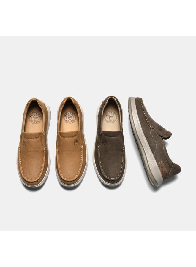 Mellen Lightweight Soft Breathable Slip-on Casual Shoes Genuine Leather Loafers Mf767708 Light Brown 39 - Image 4
