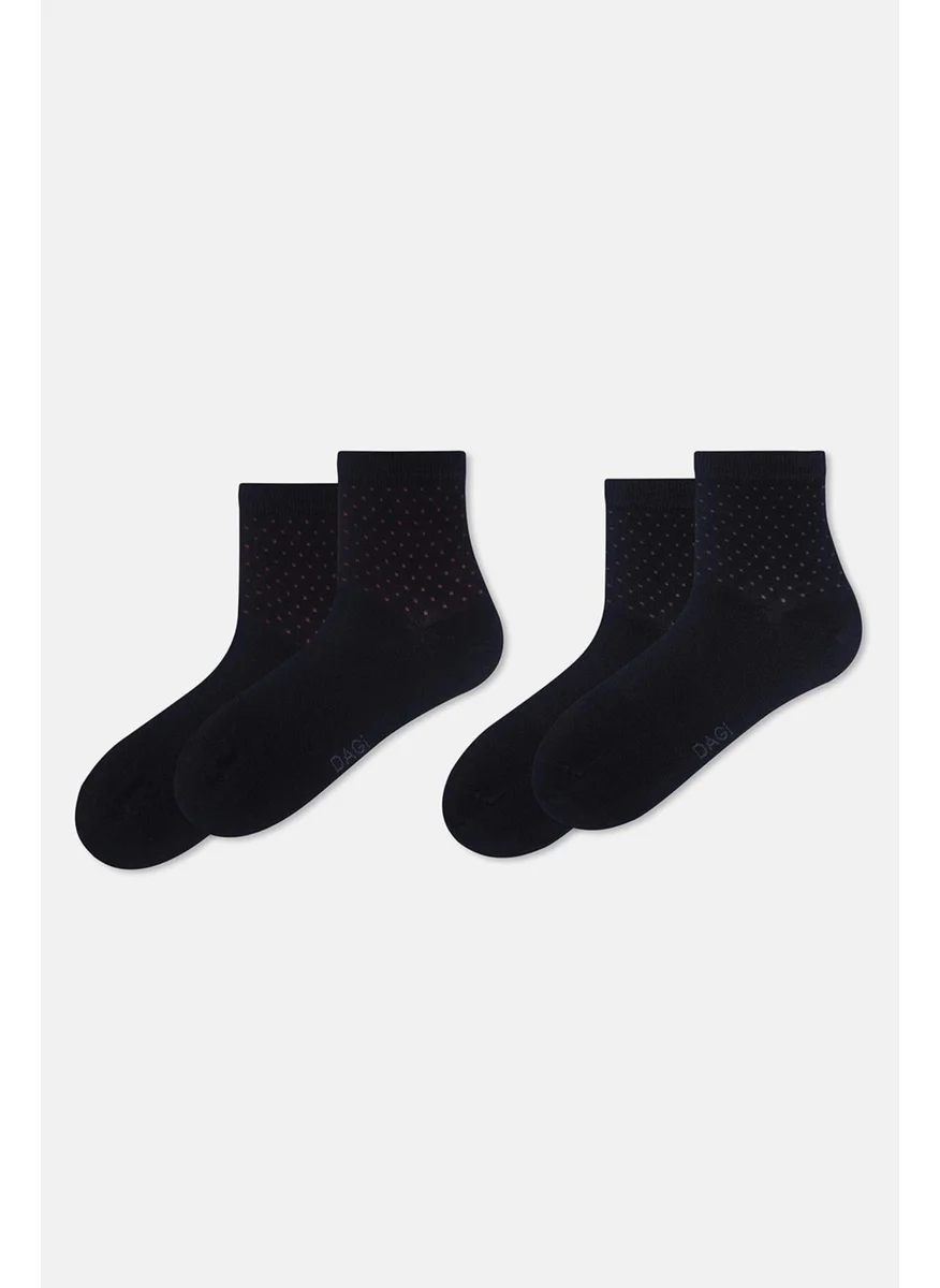 داجي Black Men's 2-Pack Polka Dot Pattern Bamboo Socks