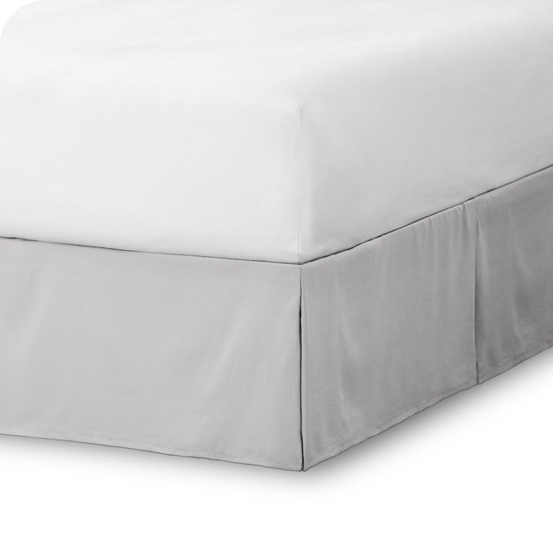 Bare Home Bare Home Queen Bed Skirt  15Inch Tailored Drop Easy Fit  Bed Skirt for Beds  Center  Corner Pleats Queen Light Grey 