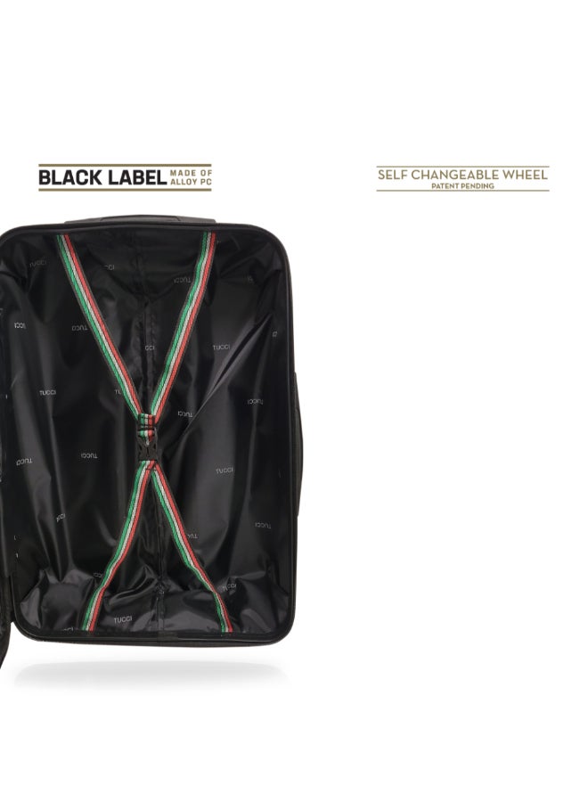 توتشي طقم حقائب سفر كامينو بغلاف صلب وعجلات دوارة 3 قطع أسود 84 x 35 x 55 سم T0126 BLACK - Image 4