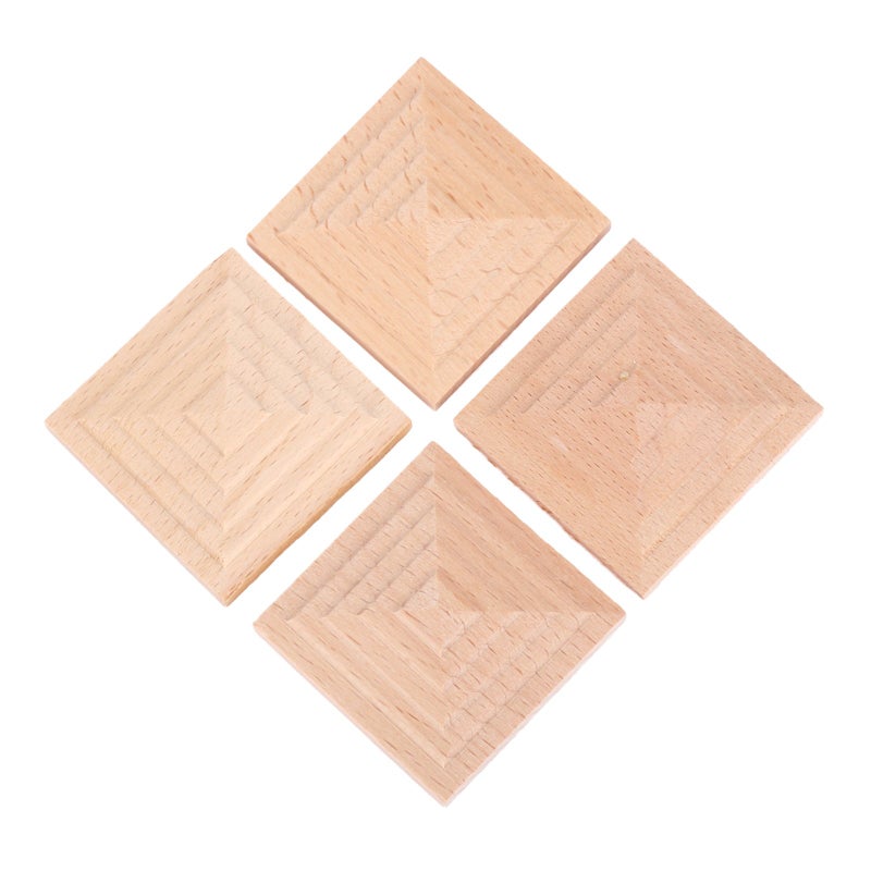 MUXSAM Square Wood Carved Appliques  4-Pack Unpainted Wooden Carvings Decals Overlay Onlays for Mirrors Walls Doors Cabinet Dresser Mantel Fireplace Bed Cupboard DIY Project  8x8cm/3.15""x3.15"" - Image 2